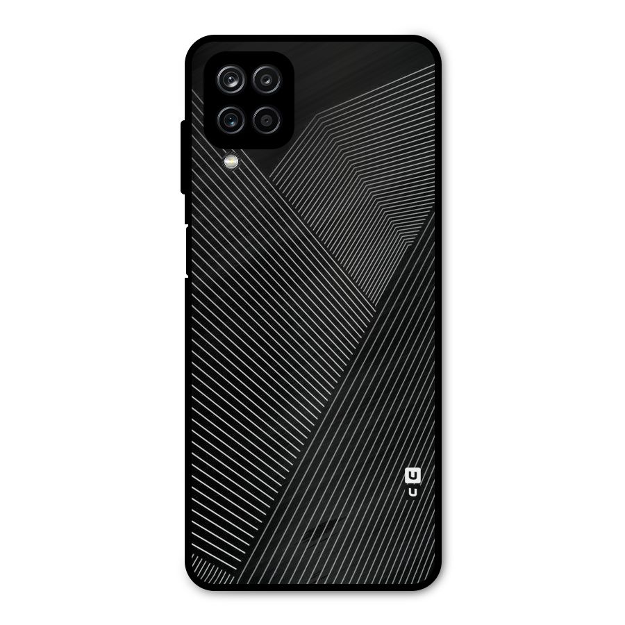 Aesthetic White Stripes Metal Back Case for Galaxy A12