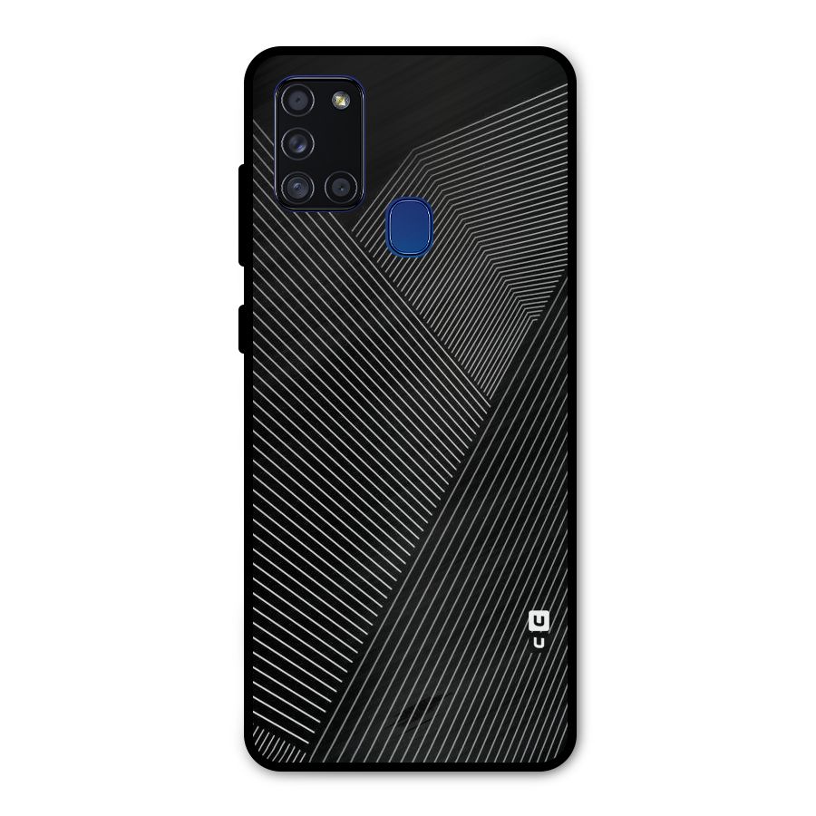 Aesthetic White Stripes Metal Back Case for Galaxy A21s