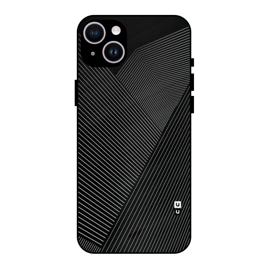 Aesthetic White Stripes Metal Back Case for iPhone 14 Plus
