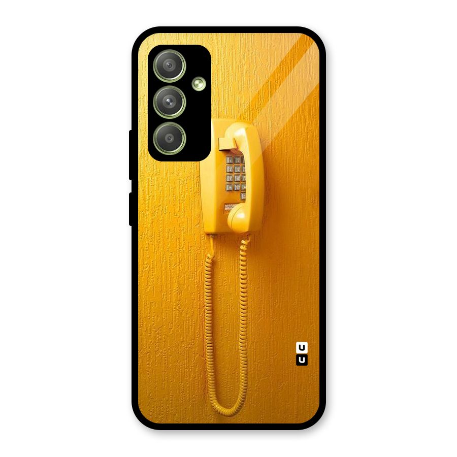 Aesthetic Yellow Telephone Glass Back Case for Galaxy A54