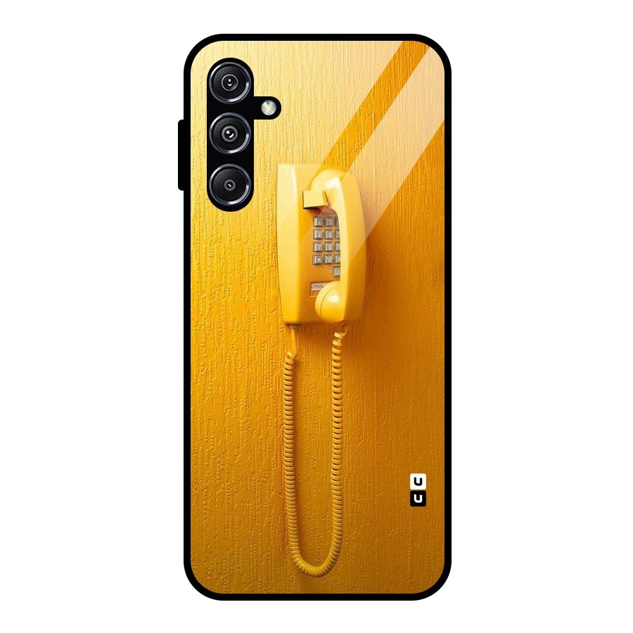 Aesthetic Yellow Telephone Glass Back Case for Galaxy M34 5G