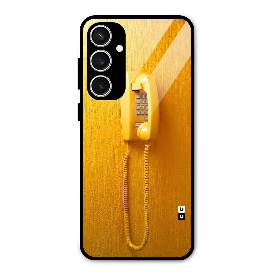 Aesthetic Yellow Telephone Glass Back Case for Galaxy S23 FE