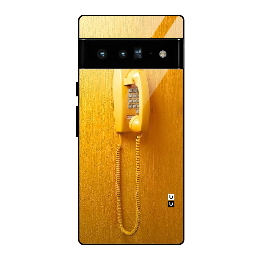 Aesthetic Yellow Telephone Glass Back Case for Google Pixel 6 Pro