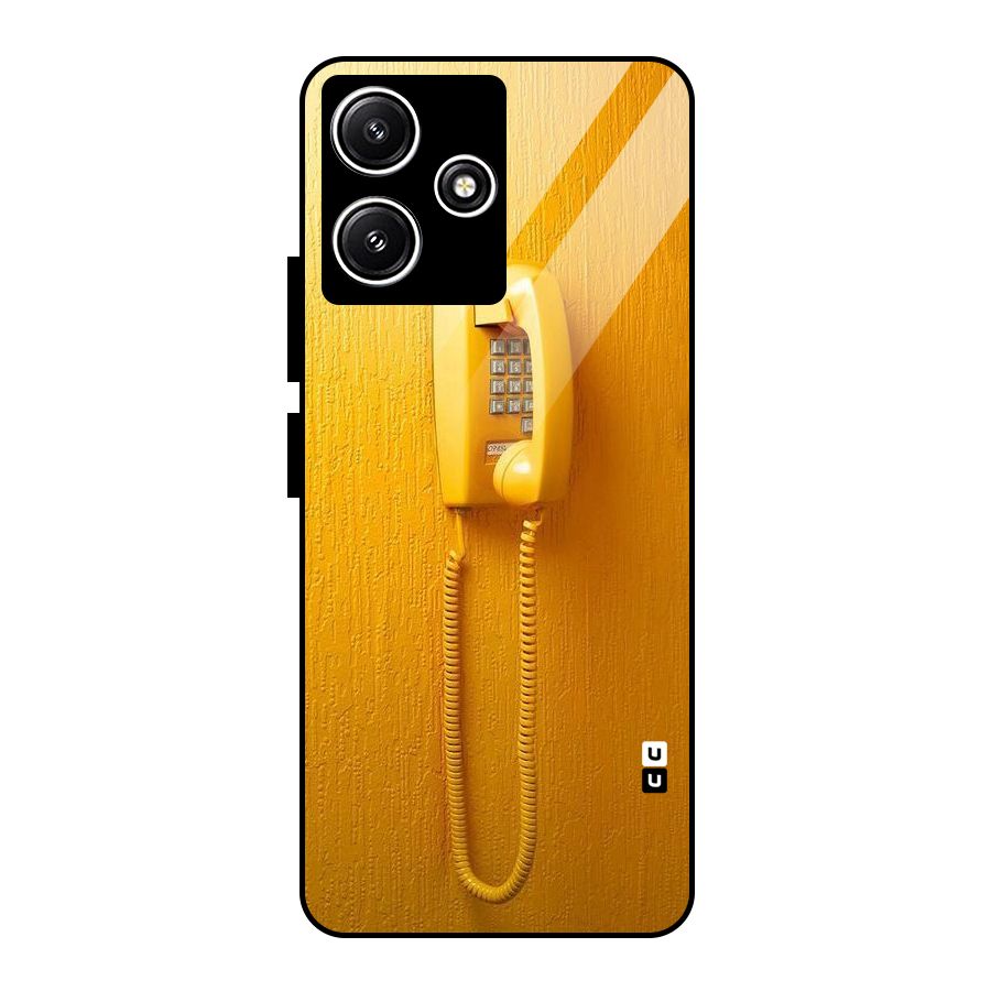 Aesthetic Yellow Telephone Glass Back Case for Poco M6 Pro