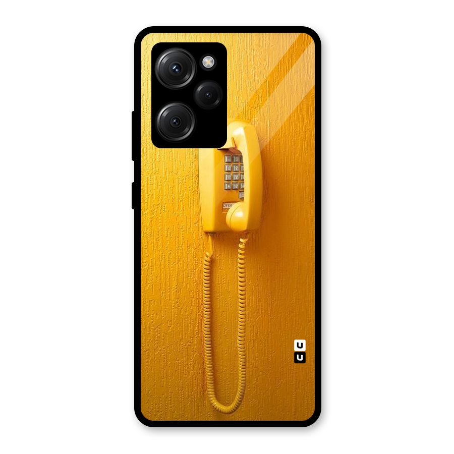Aesthetic Yellow Telephone Glass Back Case for Poco X5 Pro