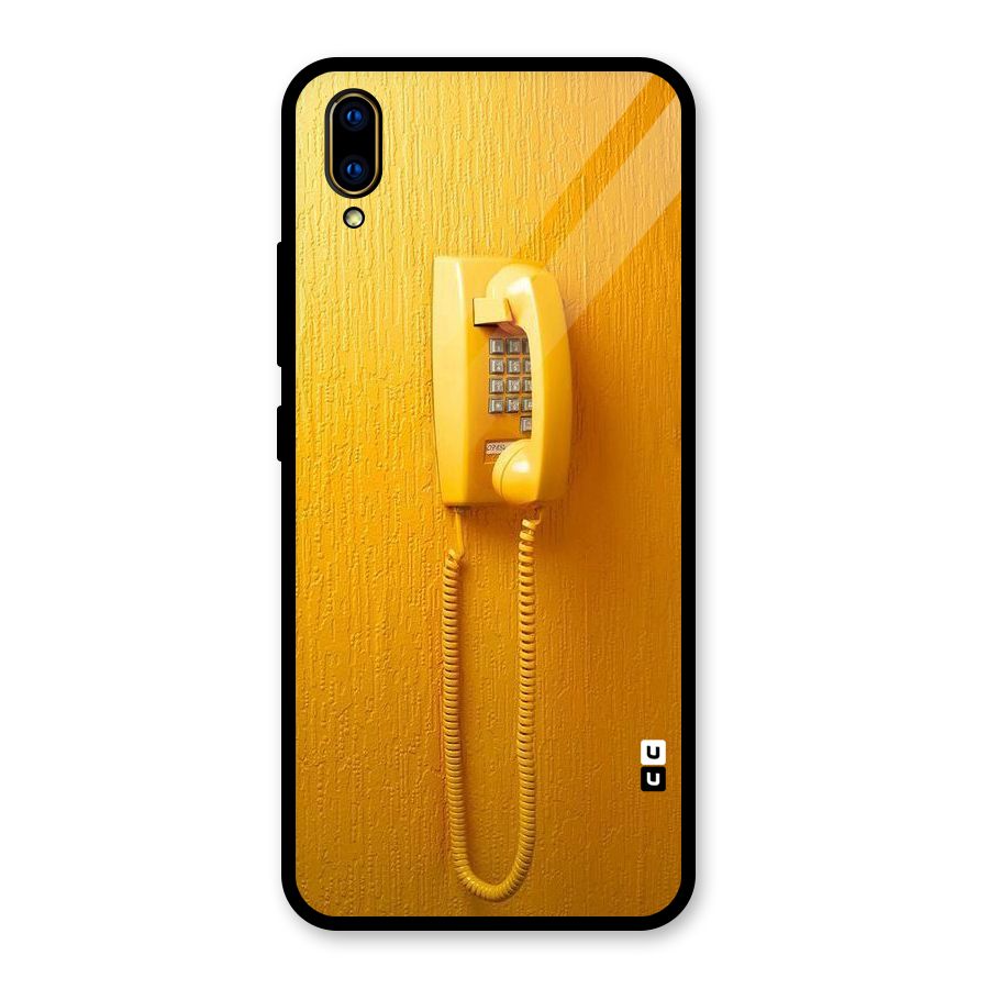 Aesthetic Yellow Telephone Glass Back Case for Vivo V11 Pro