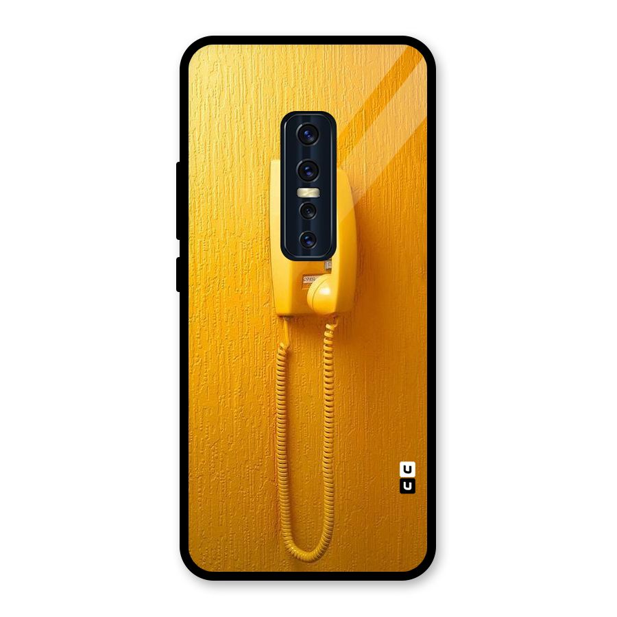 Aesthetic Yellow Telephone Glass Back Case for Vivo V17 Pro