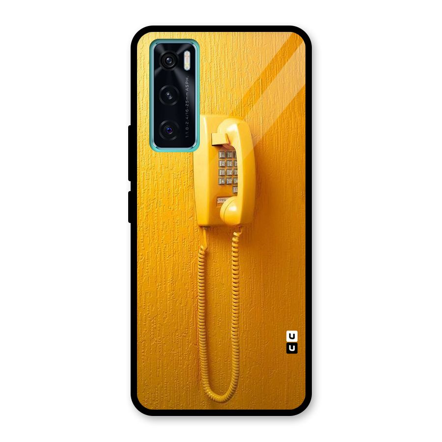 Aesthetic Yellow Telephone Glass Back Case for Vivo V20 SE