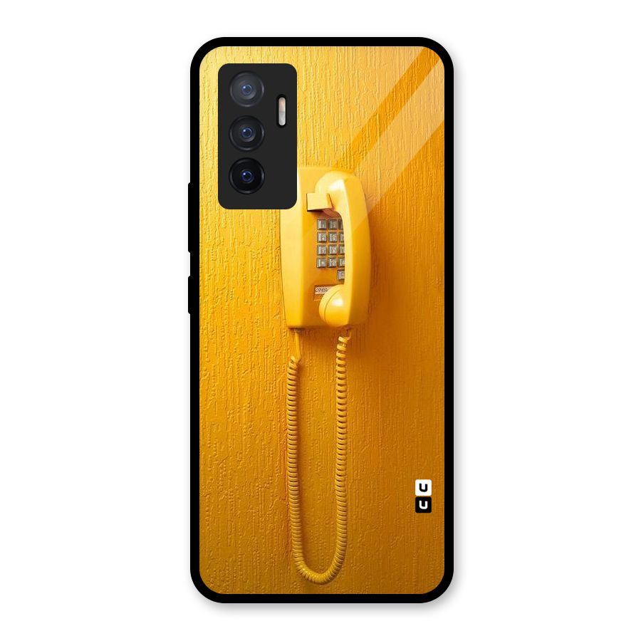 Aesthetic Yellow Telephone Glass Back Case for Vivo V23e