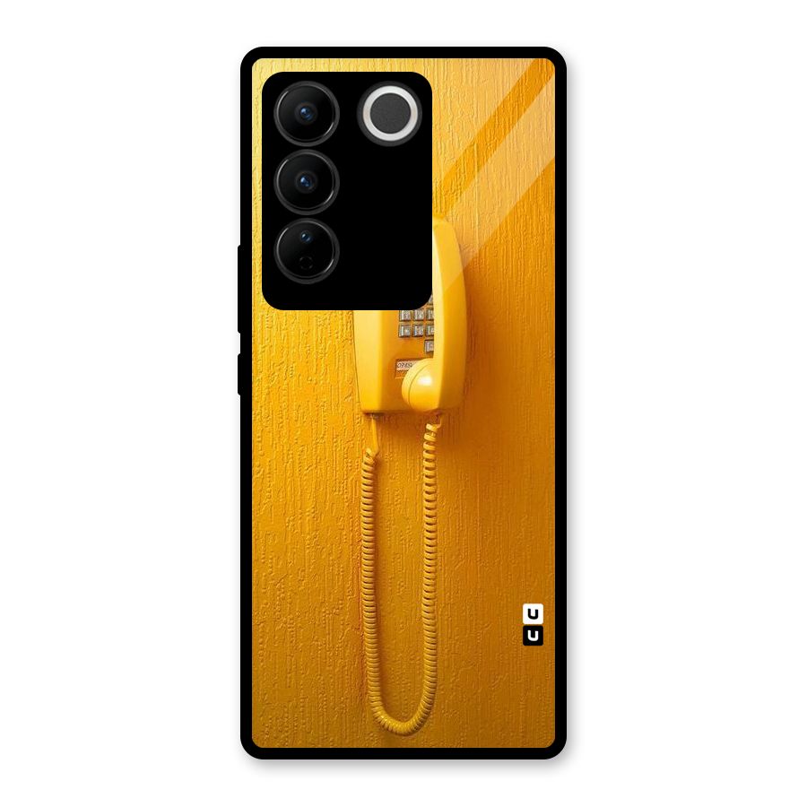 Aesthetic Yellow Telephone Glass Back Case for Vivo V27 Pro