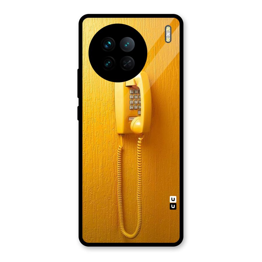 Aesthetic Yellow Telephone Glass Back Case for Vivo X90