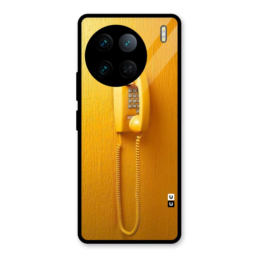 Aesthetic Yellow Telephone Glass Back Case for Vivo X90 Pro