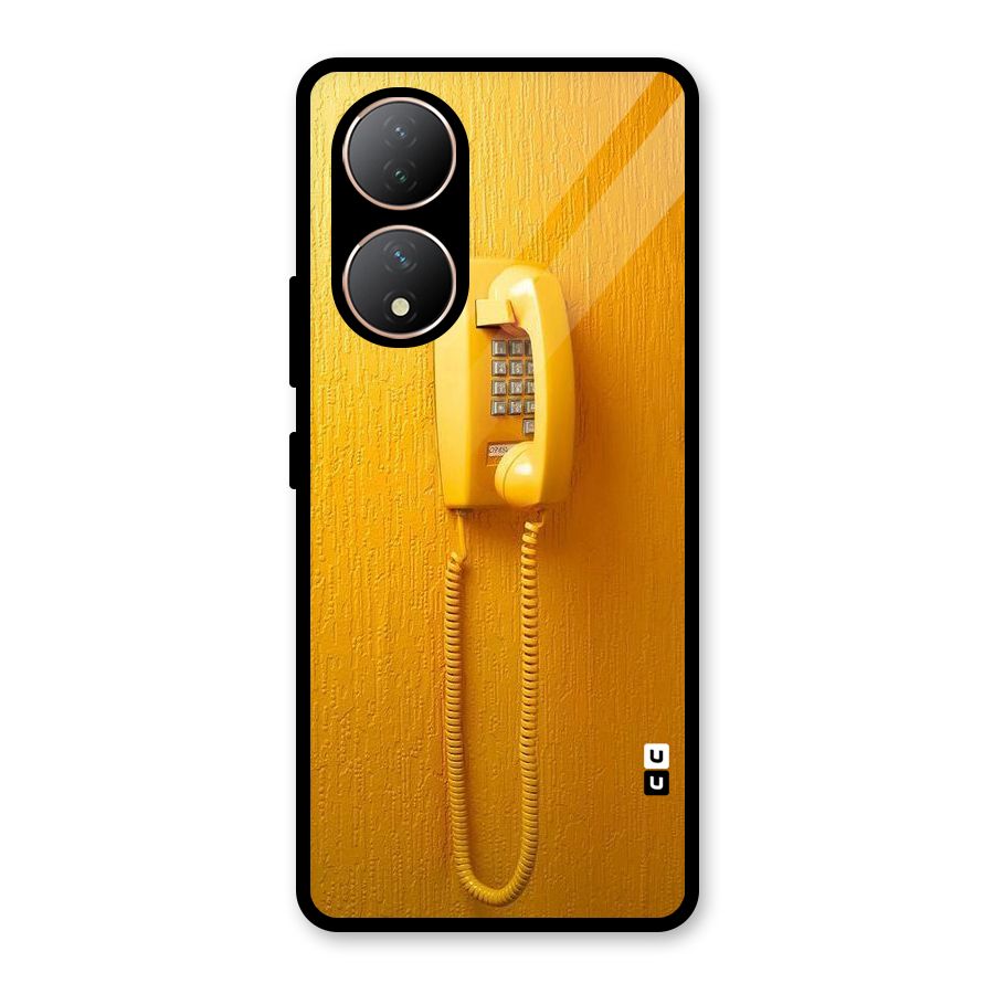 Aesthetic Yellow Telephone Glass Back Case for Vivo Y100A