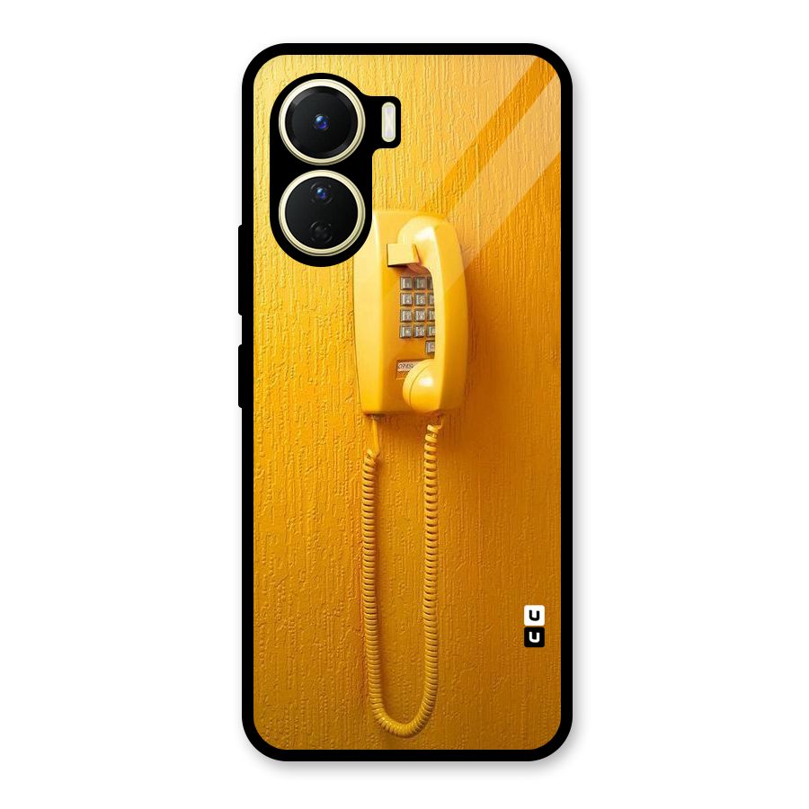 Aesthetic Yellow Telephone Glass Back Case for Vivo Y16