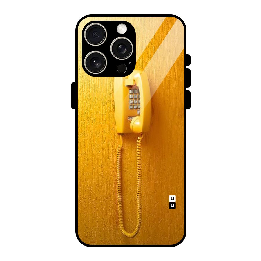 Aesthetic Yellow Telephone Glass Back Case for iPhone 15 Pro Max
