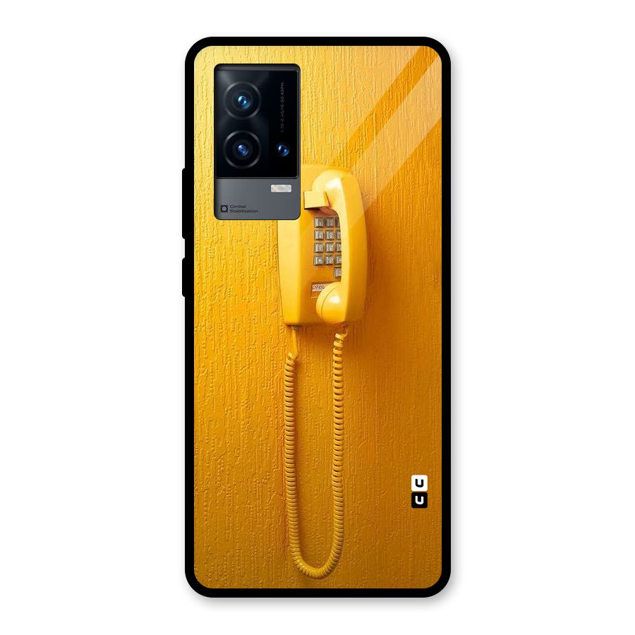 Aesthetic Yellow Telephone Glass Back Case for iQOO 9 5G