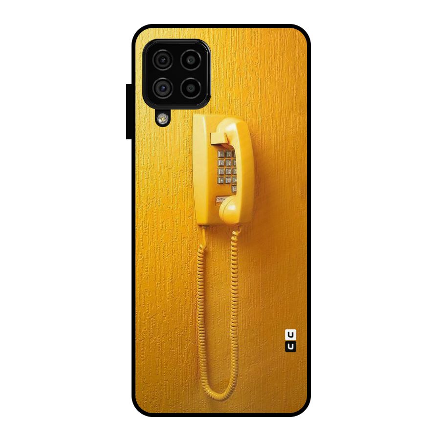 Aesthetic Yellow Telephone Metal Back Case for Galaxy A22 4G
