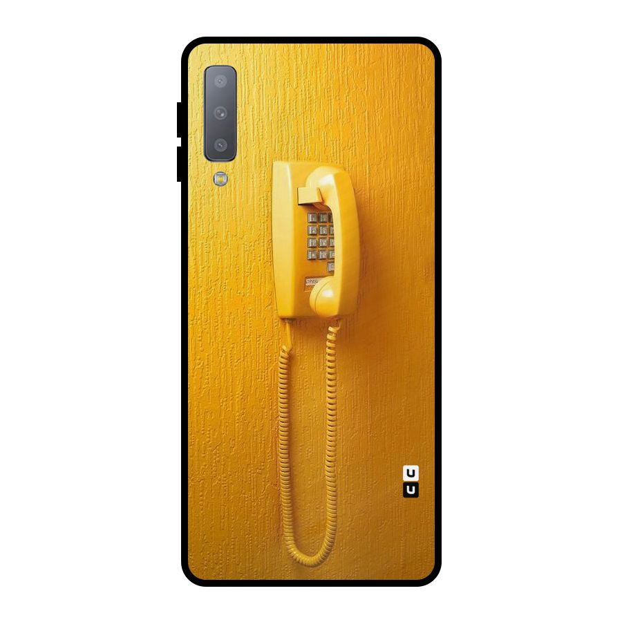 Aesthetic Yellow Telephone Metal Back Case for Galaxy A7 (2018)