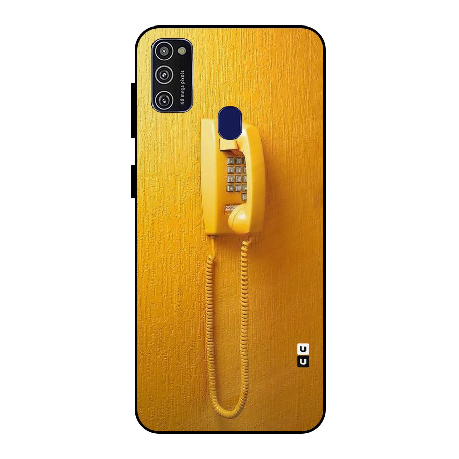 Aesthetic Yellow Telephone Metal Back Case for Galaxy M21