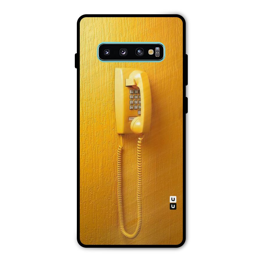 Aesthetic Yellow Telephone Metal Back Case for Galaxy S10 Plus
