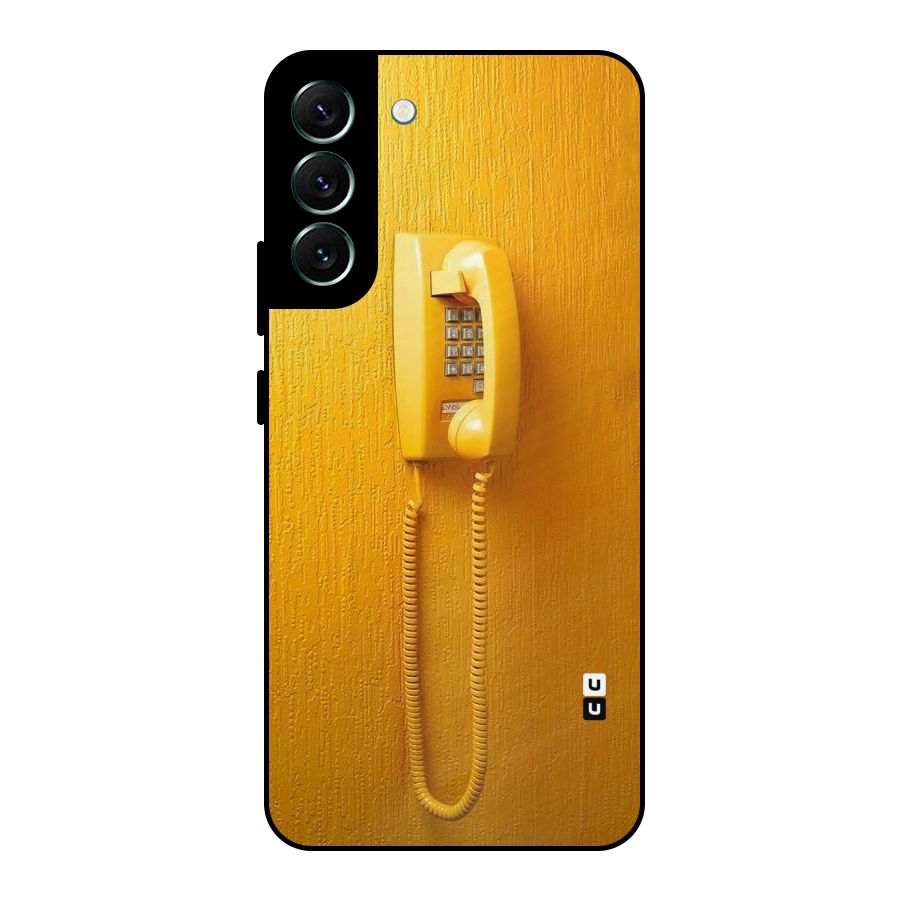Aesthetic Yellow Telephone Metal Back Case for Galaxy S22 Plus 5G