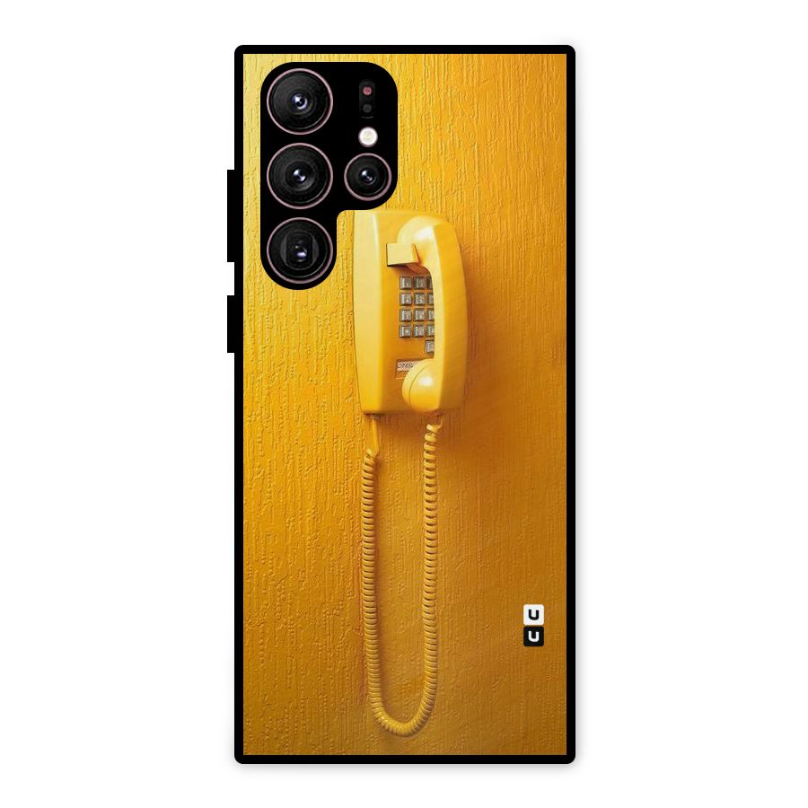 Aesthetic Yellow Telephone Metal Back Case for Galaxy S22 Ultra 5G