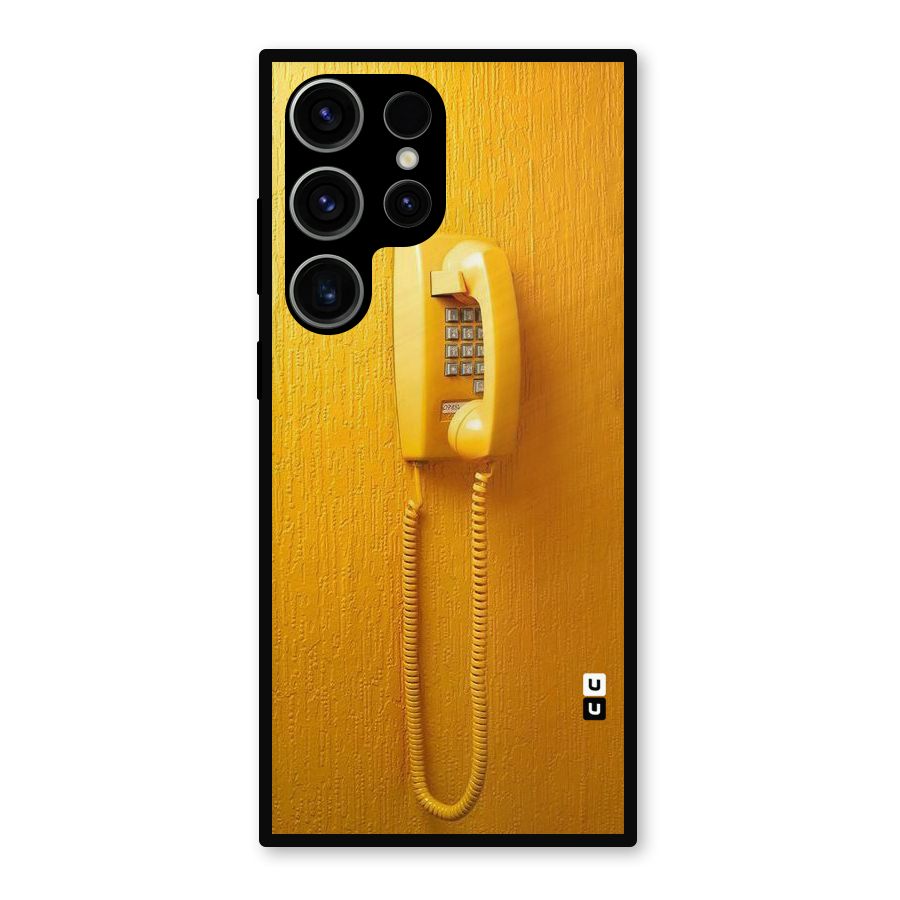 Aesthetic Yellow Telephone Metal Back Case for Galaxy S23 Ultra