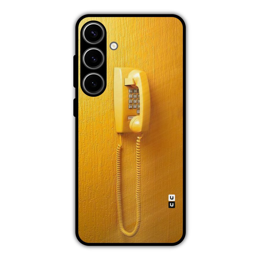 Aesthetic Yellow Telephone Metal Back Case for Galaxy S24 Plus