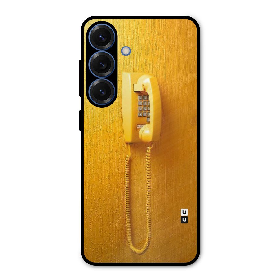 Aesthetic Yellow Telephone Metal Back Case for Galaxy S25