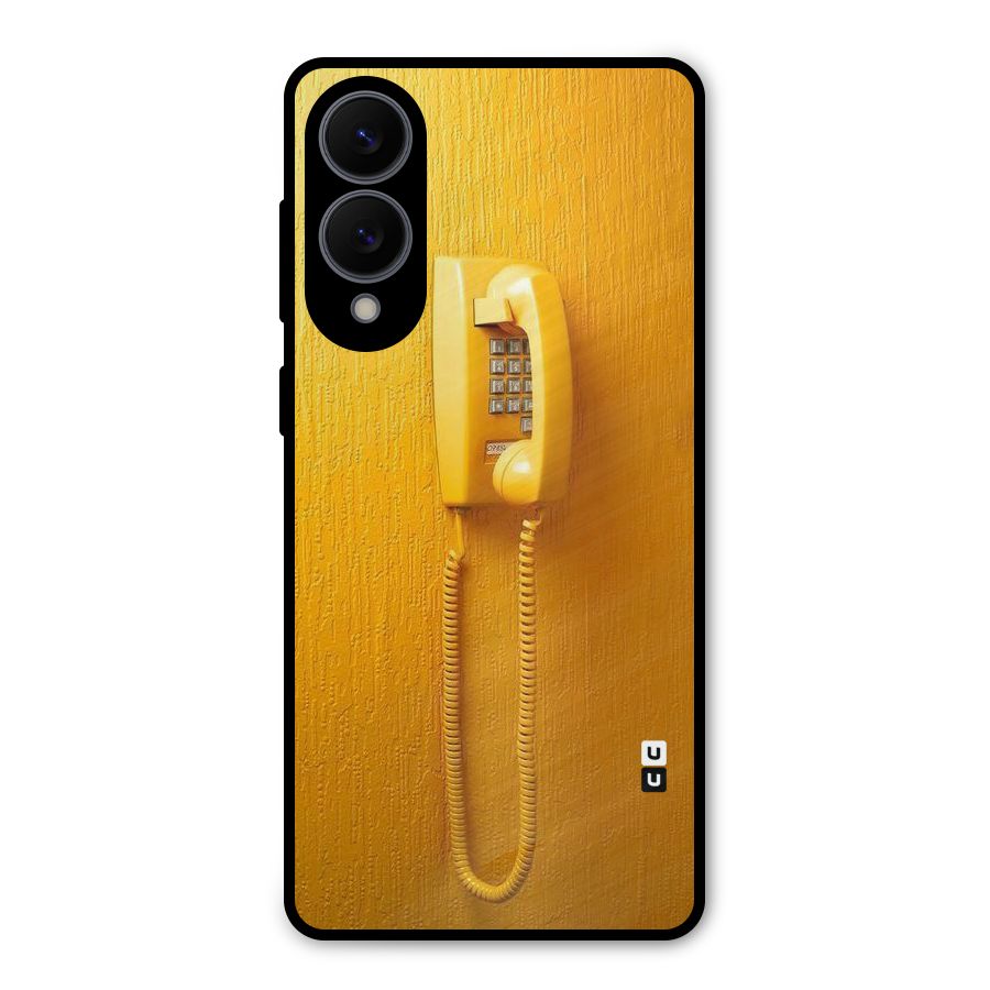 Aesthetic Yellow Telephone Metal Back Case for Galaxy S25 Edge