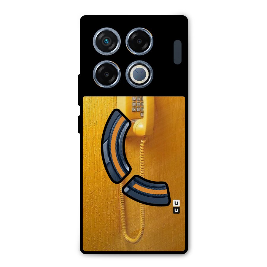 Aesthetic Yellow Telephone Metal Back Case for Infinix GT 20 Pro