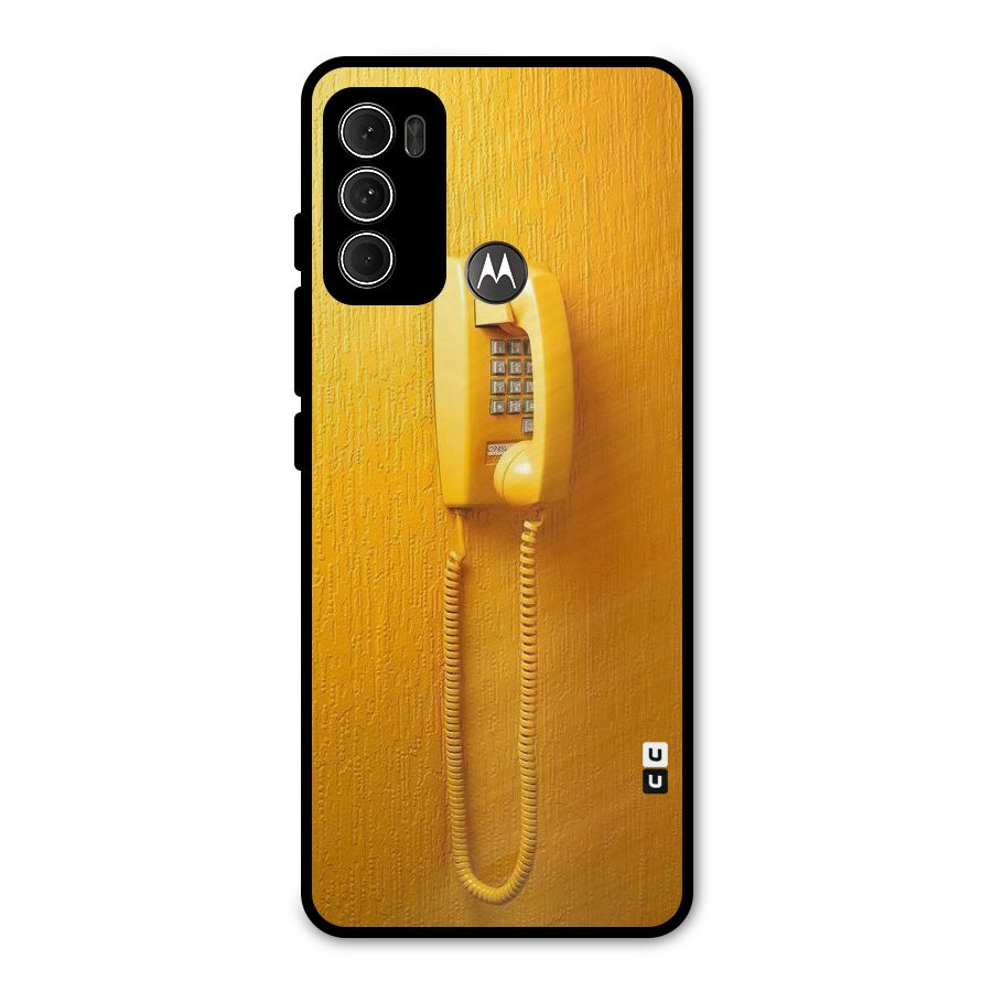 Aesthetic Yellow Telephone Metal Back Case for Moto G60