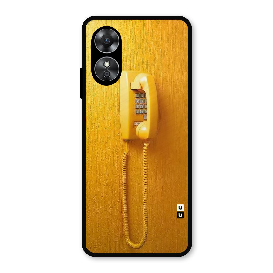 Aesthetic Yellow Telephone Metal Back Case for Oppo A17