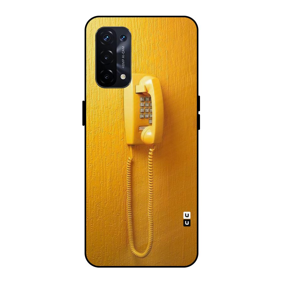 Aesthetic Yellow Telephone Metal Back Case for Oppo A74 5G