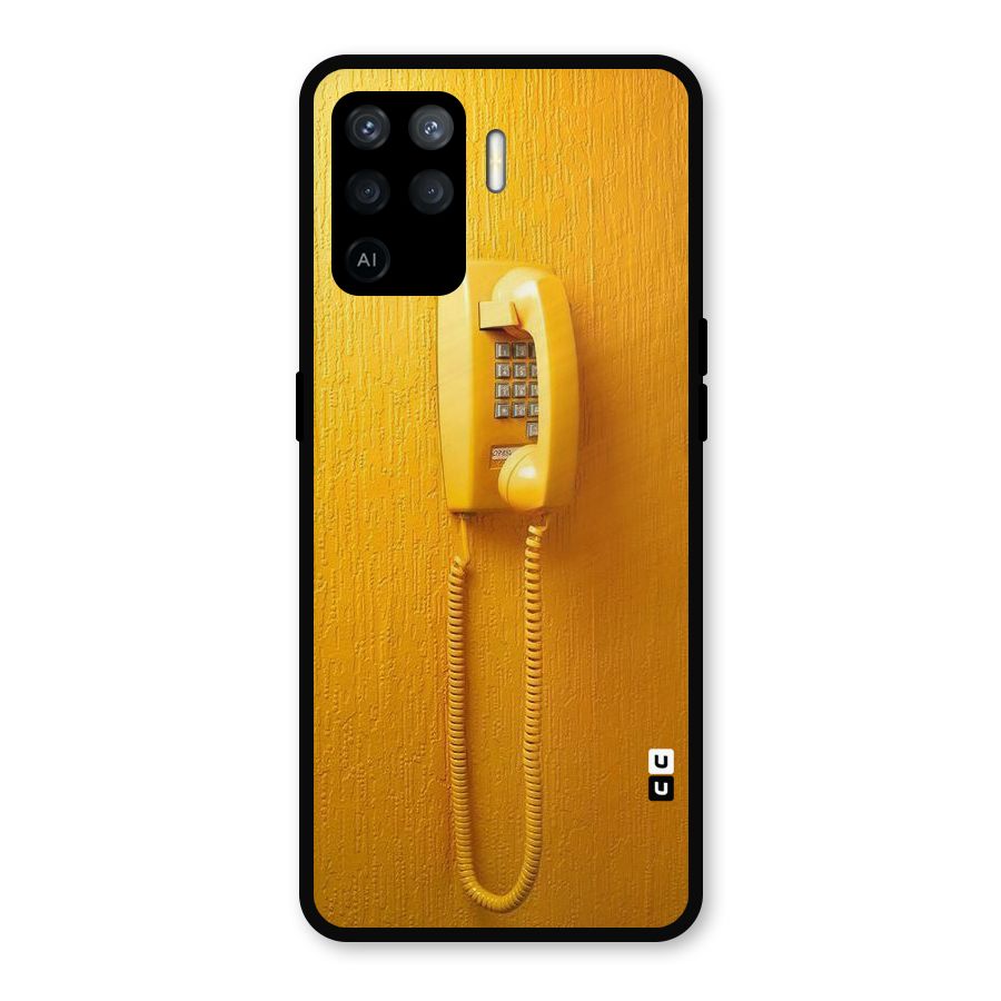 Aesthetic Yellow Telephone Metal Back Case for Oppo F19 Pro
