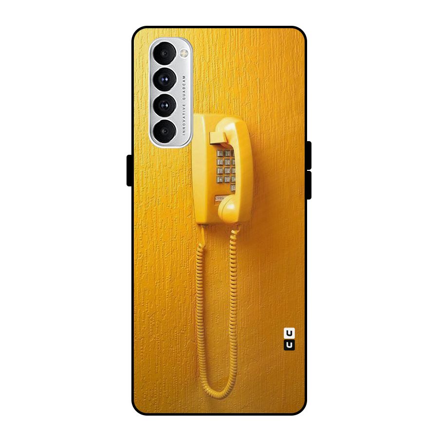 Aesthetic Yellow Telephone Metal Back Case for Oppo Reno4 Pro