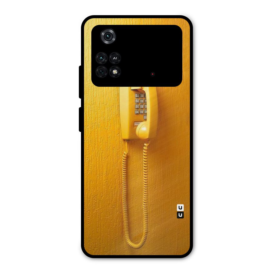 Aesthetic Yellow Telephone Metal Back Case for Poco M4 Pro 4G