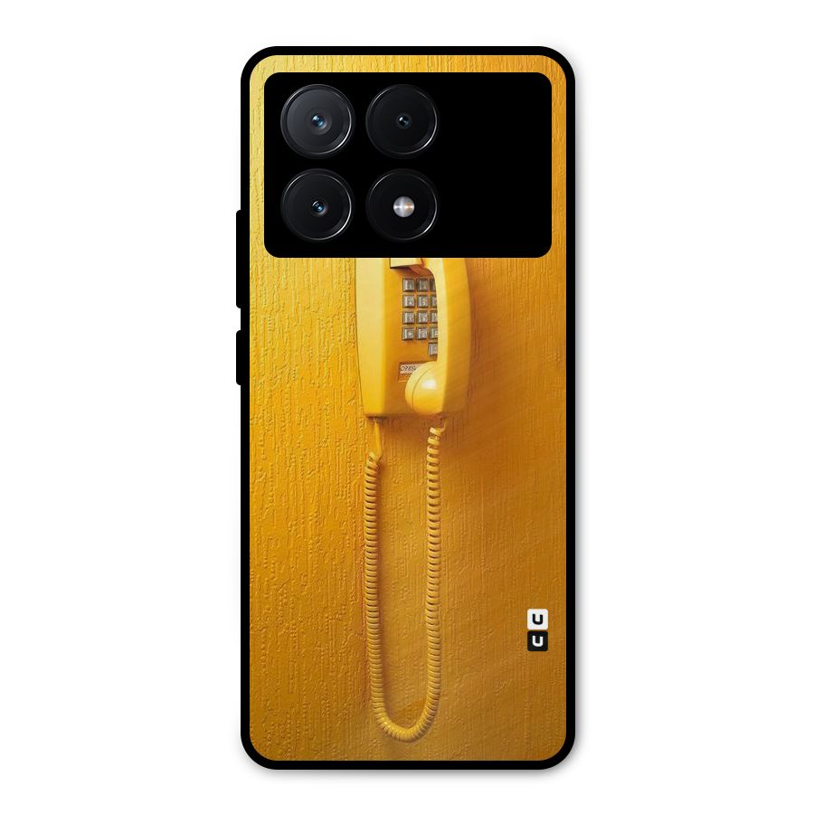 Aesthetic Yellow Telephone Metal Back Case for Poco X6 Pro