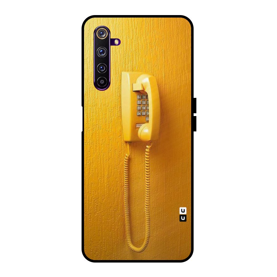 Aesthetic Yellow Telephone Metal Back Case for Realme 6 Pro