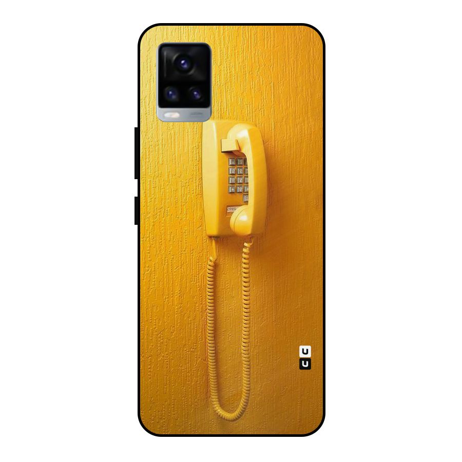 Aesthetic Yellow Telephone Metal Back Case for Vivo V20 2021