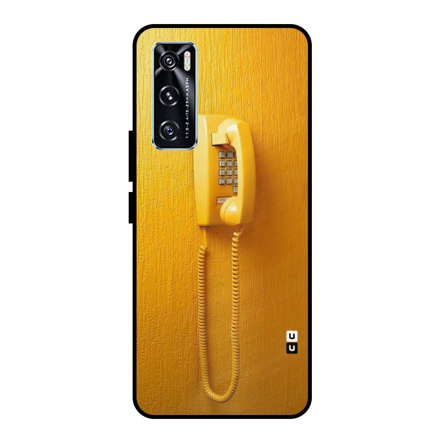 Aesthetic Yellow Telephone Metal Back Case for Vivo V20 SE