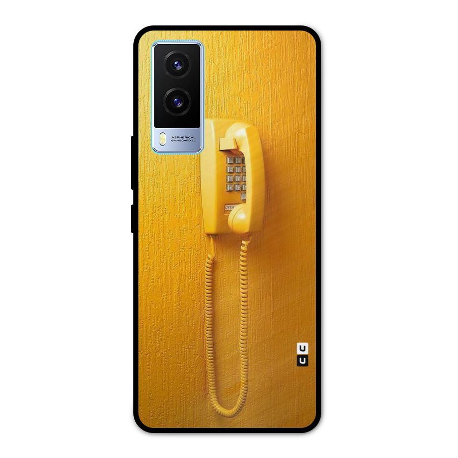 Aesthetic Yellow Telephone Metal Back Case for Vivo V21e 5G