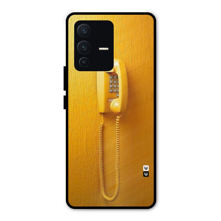 Aesthetic Yellow Telephone Metal Back Case for Vivo V23 Pro