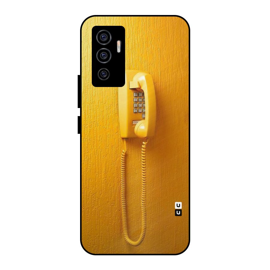 Aesthetic Yellow Telephone Metal Back Case for Vivo V23e