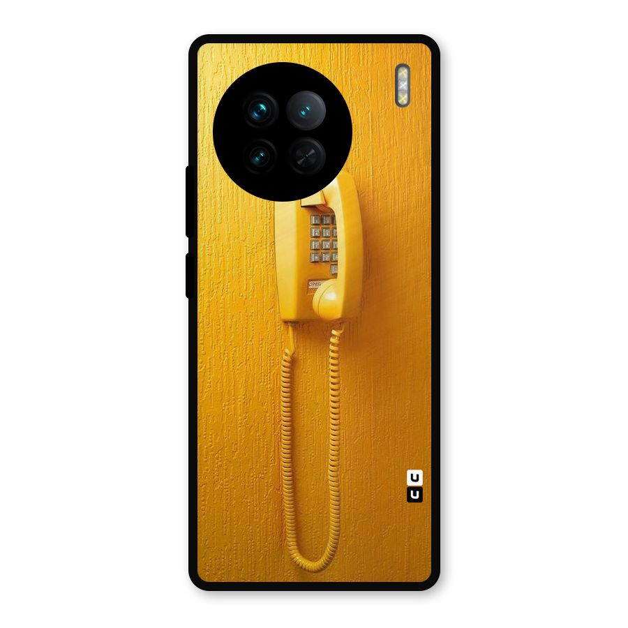 Aesthetic Yellow Telephone Metal Back Case for Vivo X90