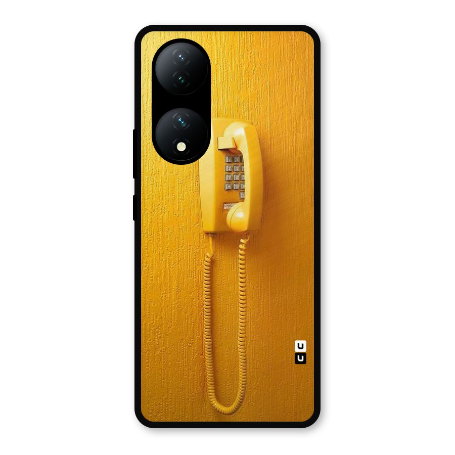 Aesthetic Yellow Telephone Metal Back Case for Vivo Y100a