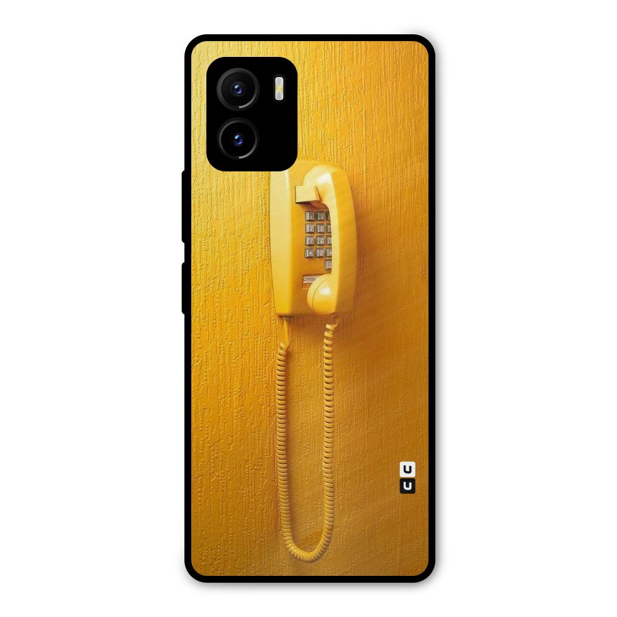 Aesthetic Yellow Telephone Metal Back Case for Vivo Y15s
