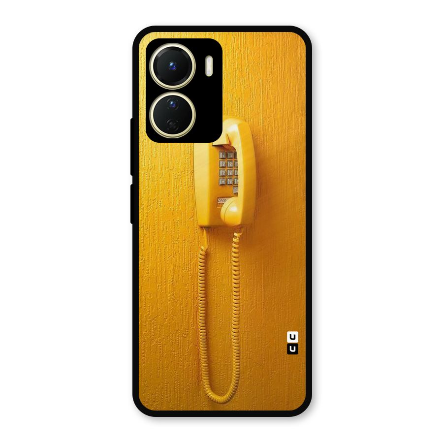 Aesthetic Yellow Telephone Metal Back Case for Vivo Y16