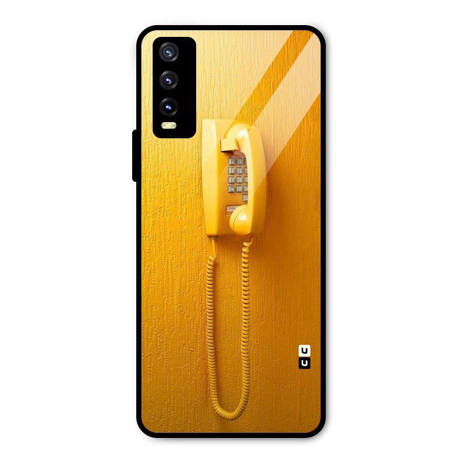 Aesthetic Yellow Telephone Metal Back Case for Vivo Y20 2021