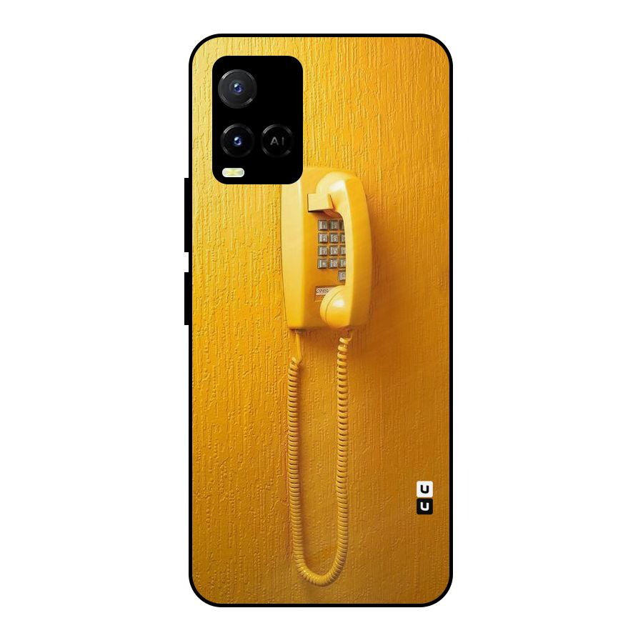 Aesthetic Yellow Telephone Metal Back Case for Vivo Y21G